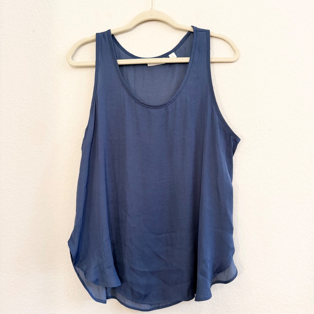 Van Winkle & Co Blue Scoop Neck Sleeveless Tank Top Medium Relaxed Fit Flowy